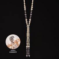 Snap Pearl Autumn And Winter Sweater Chain Fashion Temperament Versatile Pearl Mixed Color Long Necklace Women'S Accessories