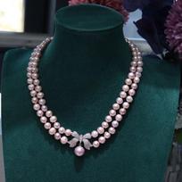 Natural Purple Freshwater Pearl Double Layer Necklace for Women - Versatile Fashion Jewelry and Exquisite Gift 7-8mm