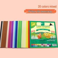 Children's Handmade Origami Paper Set - 100 Sheets, 20 Colors, 20x20cm Squares 100 sheets/pack