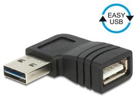Delock Adapter EASY-USB 2.0-A male to USB 2.0-A female, left/right angled USB gender changer, Sort