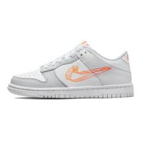 Nike Dunk Low SE GS 3D Swoosh Kids Sneakers White Pure-Platinum Total-Orange DR0171-100 36