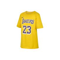 Nike Lebron James Los Angeles Lakers Alphanumeric Print Crew Neck Knit Short Sleeve T-Shirt Kids Tops Yellow FZ8621-728 M