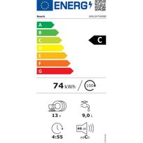Bosch indaplovė SMU2HTW08E, 60cm, 13 vietų, 5 programos, energijos klasė C, ekranas, AquaStop funkcija, balta