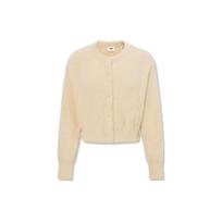 Levis Solid Fashion Round Neck Short Cardigan Long Sleeve Knit Top Women tops Beige A3235-0007 XS