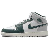 Air Jordan 1 Mid SE GS Oksiduotos žalios spalvos vaikiški sportbačiai Balti Sail Neutraliai pilki FQ8088-103 38.5 gray