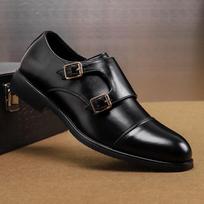 Large size lazy pointed casual leather shoes low top buckle hair stylist trendy shoes 38
