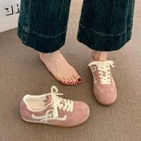 Dexun shoes women's 2025 spring and autumn new niche fashionable flat-bottomed breathable women's shoes do not fall off the heel retro Forrest Gump c 36 rožinė