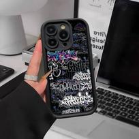Šaunus juodas grafiti telefono dėklas, skirtas iPhone 11 12 13 16 15 17 14 Pro Max, minkštas silikoninis dangtelis iPhone 13