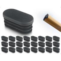 24 apsauginių dangtelių rinkinys kėdžių kojoms - Plastikinis - Stalui ir sodui (ovalus, 16 x 36 mm, juodas)