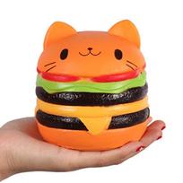 Jumbo Cat Burger Squishy Toy Scented Slow Rising Soft PU Simulated Bread Squeeze Toy Stress Relief Fidget Toy United States
