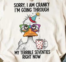 Funny Cranky Duck Shirt Sorry I Am Cranky My Terrible Seventies Tee 70s Birthday 4XL