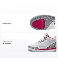 Air Jordan 3 Retro PS Cardinal Red Vaikams Sportbačiai Balti Šviesiai Karameliniai Cementiniai Pilki 429487-126 29.5 gray