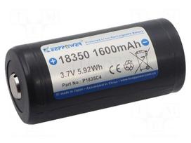 Re-battery: Li-Ion | 18350 | 3.7V | 1600mAh | Ø18.7x39.2mm | 3.2A