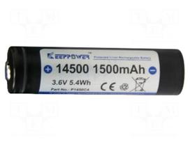 Re-battery: Li-Ion | 14500 | 3.6V | 1500mAh | Ø14.5x52.5mm | 2A