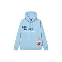 FILA X Pepe Shimada Collaboration Letter Embroidery Cartoon Print American Sports Hoodie Men hoodies Denim-Blue F11M133293F-LB XS