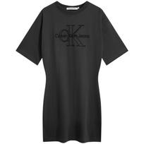 Calvin Klein Casual Commuter Embroidered Letter Cotton Knit Short Sleeve Dress Women Dresses Light-Gray ZW02515 S black