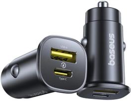 Charger Baseus GoTrip 30W USB‑C / USB‑A compact car charger, Black