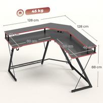 Kampinis kompiuterio stalas su monitoriaus stovu ir įkrovimo stotele, 128 cm, juodas