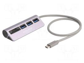 Hub USB | memory card reader,USB A socket x3,USB C plug | PnP
