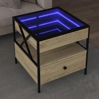Kavos staliukas su infinity led lemputėmis, ąžuolo, 50x50x51cm