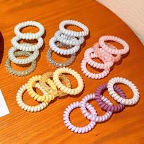 Korean Style Colorful Telephone Cord Hair Tie Set - High-End Elastic Hair Accessories for Women