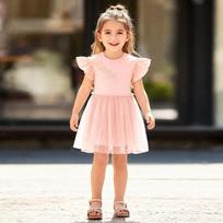 Toddler Tutu Dress for Girls Tulle Dresses Ruffle Tiered Swing Twirly Summer Sundress with Flutter Sleeves Casual Party Tulle Sundress for Kids 2Y(90cm)
