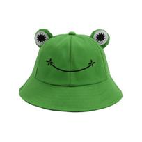 Cute Frog Design Sun Protection Fisherman Hat Children Adults Outdoor Bucket Cap Adult žalia
