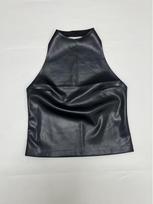 Off-the-Shoulder Halter Leather Vest Women's Summer Cropped Backless Top Small juoda