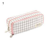 Useful Large Capacity Tidy Wear Resistant Multi Compartments Canvas Pencil Bag for Home Stationery Box 1