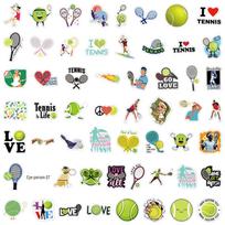 55 Tennis Ball Graffiti Stickers for Skateboards, Luggage, Helmets, Planners white