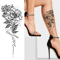 1vnt Kūrybingos gėlės laikinos tatuiruotės lipdukas netikras juodos rožės tatuiruotės lipdukas Moteriška mada Kūno menas kojų rankų tatuiruotės vestuvių šou gray