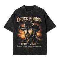 Summer Chuck Norris RIP  Memorial Washed Shirts Outfit Oversize TShirt  Unisex Women Tees S
