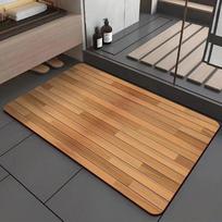 VIKAMA Retro Wood Grain Diatomite Floor Mat Water Absorbing and Slip-Resistant Bathroom and Kitchen Carpet Home Decoration 80 cm x 140 cm