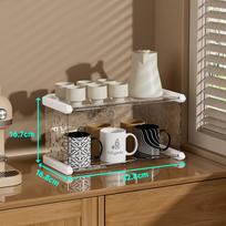 3 Layer Cup Storage Shelf Durable Plastic Shelf Large Capacity Home Table Tea Set Storage Ornament Stackable Kitchen Organizers