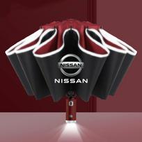 CKKTXC1 Umbrella with LED Reflective Strip Rain Wind Umbrella For Nissan sentra Serena maxima Versa Juke Micra rogue tiida x-trail nismo raudona