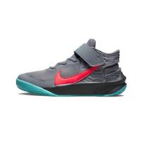 Nike Team Hustle D10 FlyEase PS Grey Teal Siren Red Kids Sneakers Smoke-Grey Dark-Smoke-Grey Washed-Teal DD7302-008 28 gray