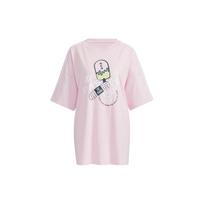 Adidas Neo Cartoon Print Loose-Fit Athletic T-Shirt Women Tops Pink H61997 M