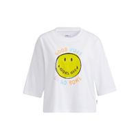 Adidas Neo Sports Round Neck Smiley Print T-Shirt Women Tops White H61980 M
