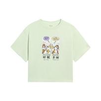 Li Ning X Disney Mickey Series Cartoon Print Short Sleeve T-Shirt Women Tops Light-Green AHSS266-4 S
