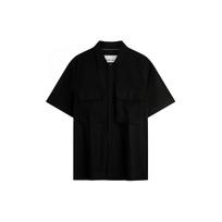 Calvin Klein Solid Color Comfortable Casual Workwear Pocket Short Sleeve Shirt Men shirts Space-Black ZM02826-BEH S black