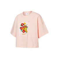 Puma X The Beast Printed Sports Crew Neck T-Shirt Women Tops Pink 533988-27 XL beige
