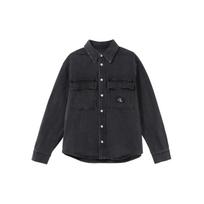 Calvin Klein Label Bag Loose Vintage Pure Cotton Long Sleeve Shirt Men shirts Black J325544-1BY S black