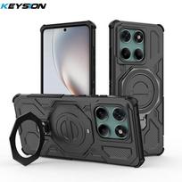 KEYSION Atsparus smūgiams magnetinis dėklas, skirtas Motorola Edge 60 Pro 5G, su vertikaliu gyvu metaliniu žiedu, telefono dangtelis, skirtas MOTO Edge 60 Pro 5G for Edge 60 Pro juoda