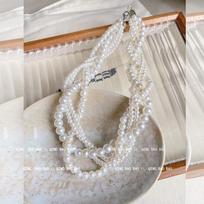 Twisted Layered Pearl Choker Necklace for Women - Elegant Korean Style Sweater Chain.
