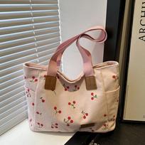 Corduroy Tote Bag Cute Cherry Patched Purse for Women Fabric Large Capacity Tote Purse Shoulder Bag Casual Underarm Bags KTY 39x14x26cm balta