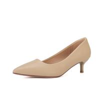 Women's Nude Pointed Toe Heels - 2026 Spring Autumn Low Stiletto, Comfortable Non-Tiring, French Hosting, Skirt-Match Single Shoes XCY42-Y5-8 33 kūno spalva