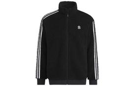 Adidas Neo Logo Pattern Stripes Decoration Fleece Lined Jacket Men's Black HN8731 L
