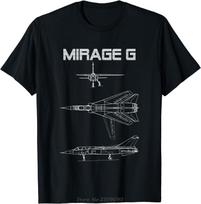 Mirage-G French Plane Warbird Blueprint Schematics Diagram Cotton Tshirt Casual Oversized T-shirt Mens Clothing Unisex Tops Tees S įvairiaspalvis
