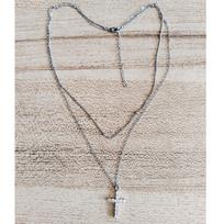 18K Gold Vacuum-Plated Double-Layer Stainless Steel Choker with Zircon Cross for Women