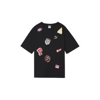 Puma American Retro Letter Logo Print Crew Neck Short Sleeve T-Shirt Unisex T-Shirt Black 623248-01 M white
